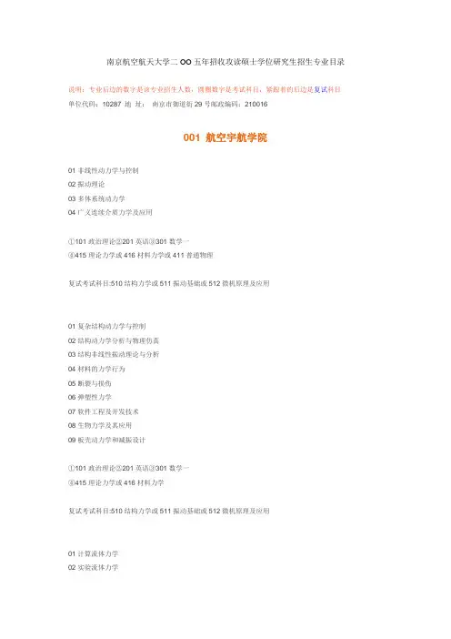 南京航空航天大学考研真题—南京航天航空大学2021年硕士研究生招生目录