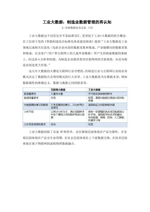 工业大数据：制造业数据管理的再认知