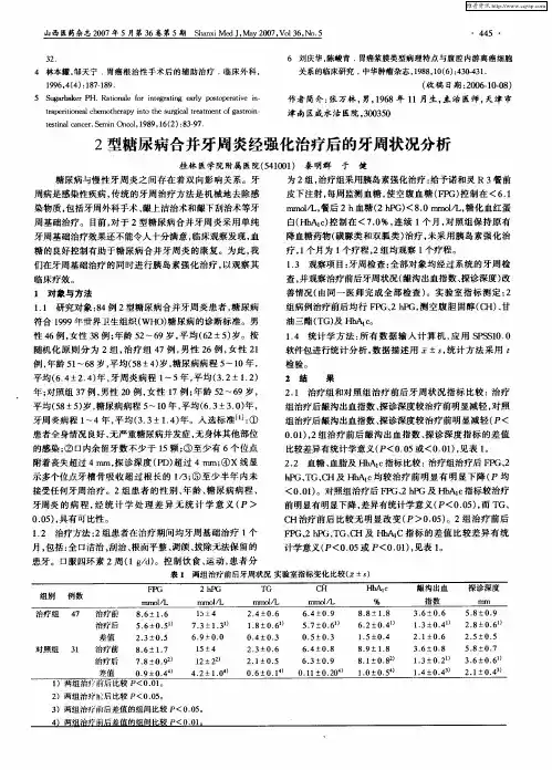 2型糖尿病合并牙周炎经强化治疗后的牙周状况分析