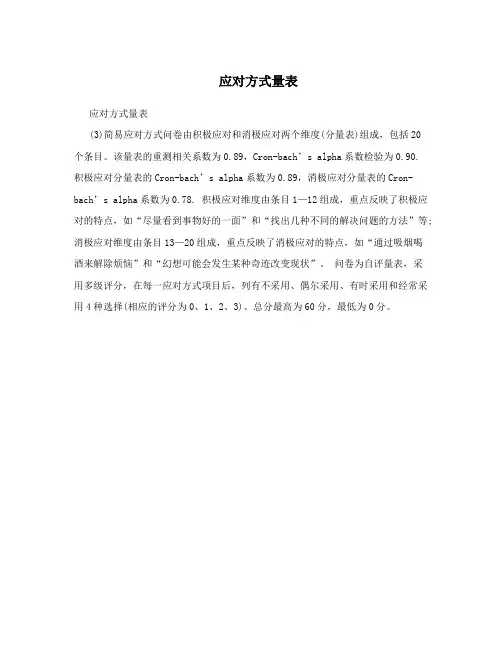 应对方式量表