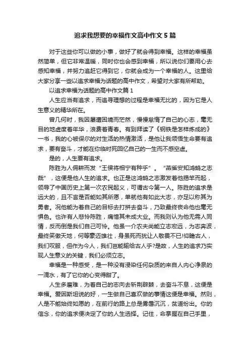 追求我想要的幸福作文高中作文5篇