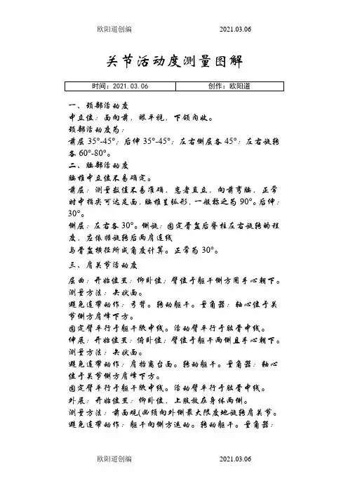 关节活动度测量图之欧阳道创编之欧阳道创编