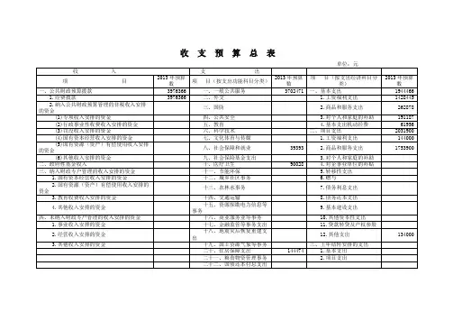 收支预算总表