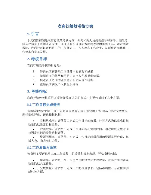 农商行绩效考核方案