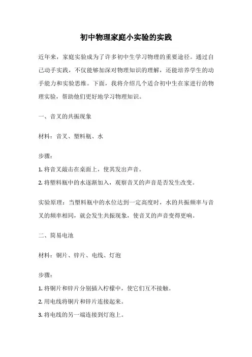 初中物理家庭小实验的实践