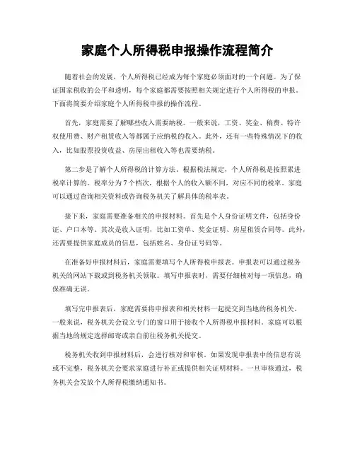 家庭个人所得税申报操作流程简介