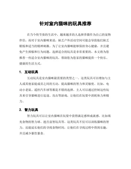 针对室内猫咪的玩具推荐