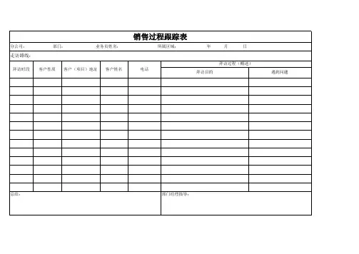 销售过程跟踪表excel模版 