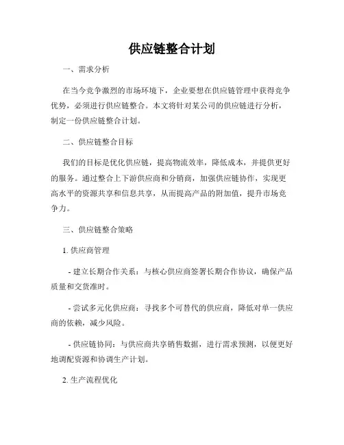 供应链整合计划
