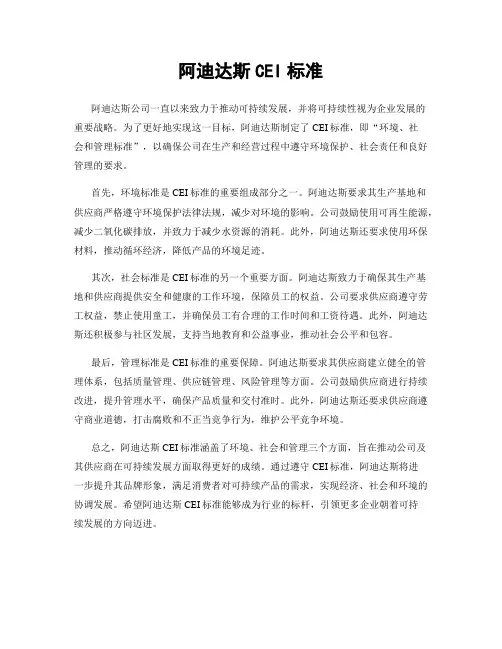 阿迪达斯CEI标准