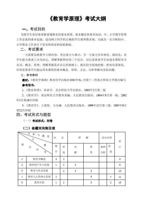 《教育学原理》考试大纲.