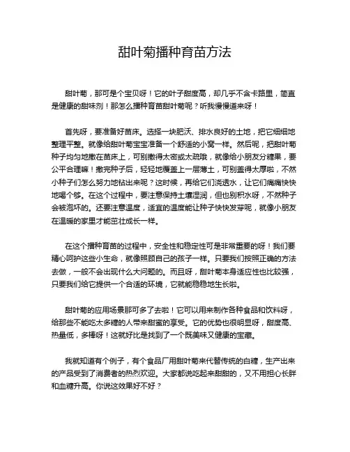 甜叶菊播种育苗方法