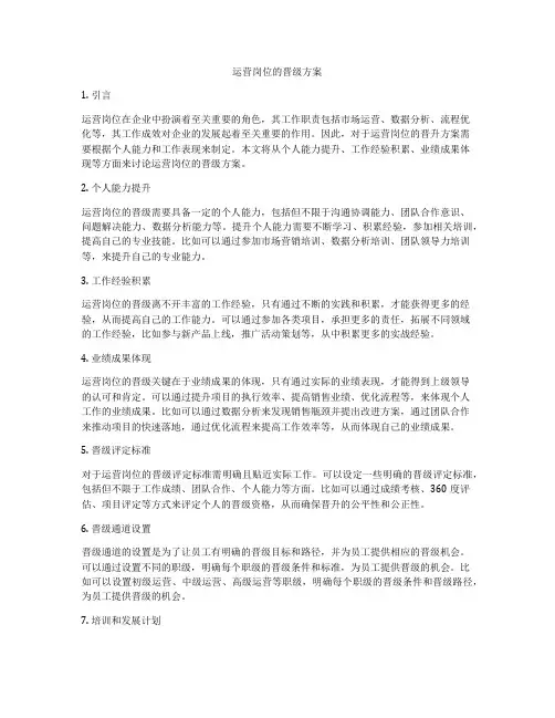 运营岗位的晋级方案
