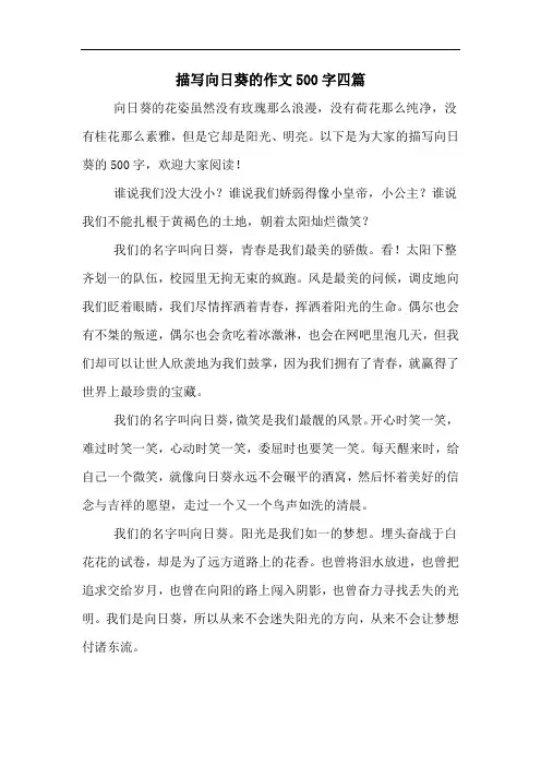 描写向日葵的作文500字四篇