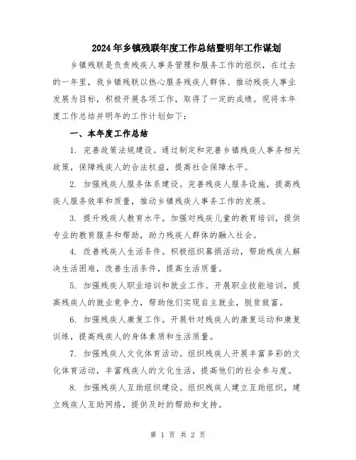 2024年乡镇残联年度工作总结暨明年工作谋划