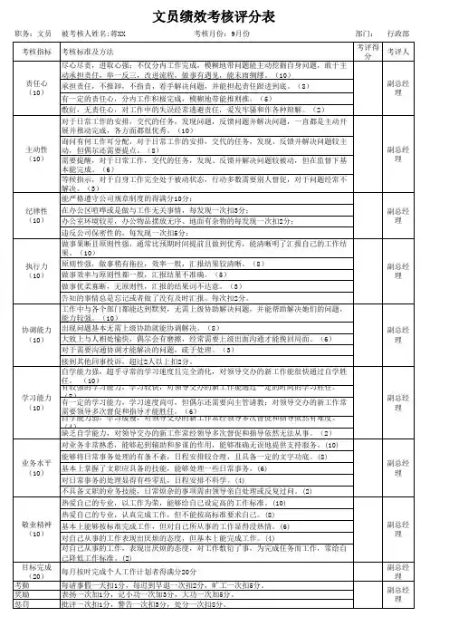 文员绩效考核