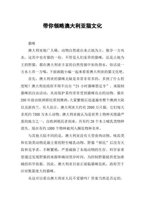 带你领略澳大利亚猫文化