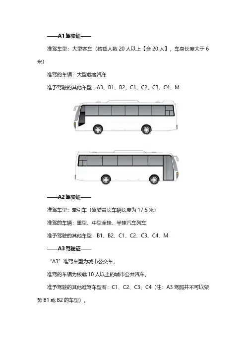不同的驾驶证能驾驶什么车辆