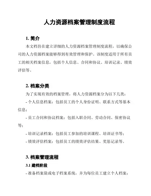 人力资源档案管理制度流程