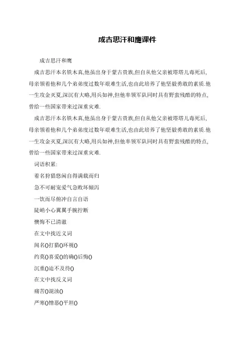成吉思汗和鹰课件