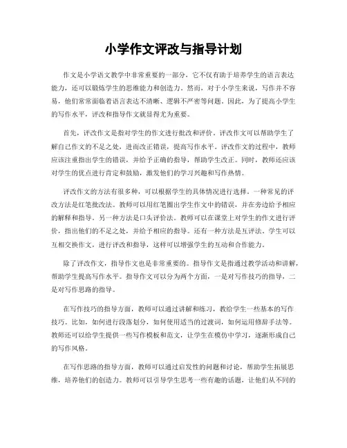 小学作文评改与指导计划