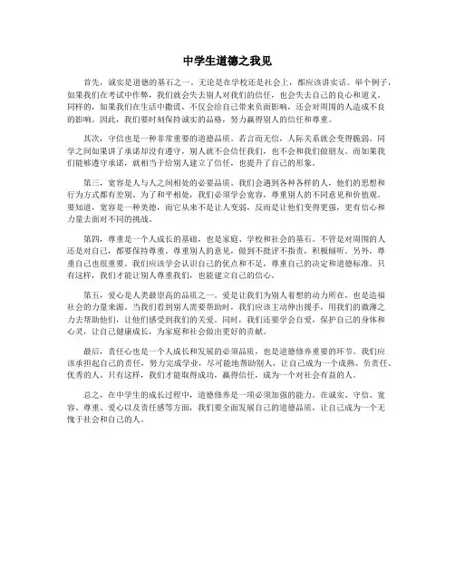 中学生道德之我见