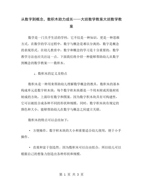 从数字到概念,数积木助力成长——大班数学教案