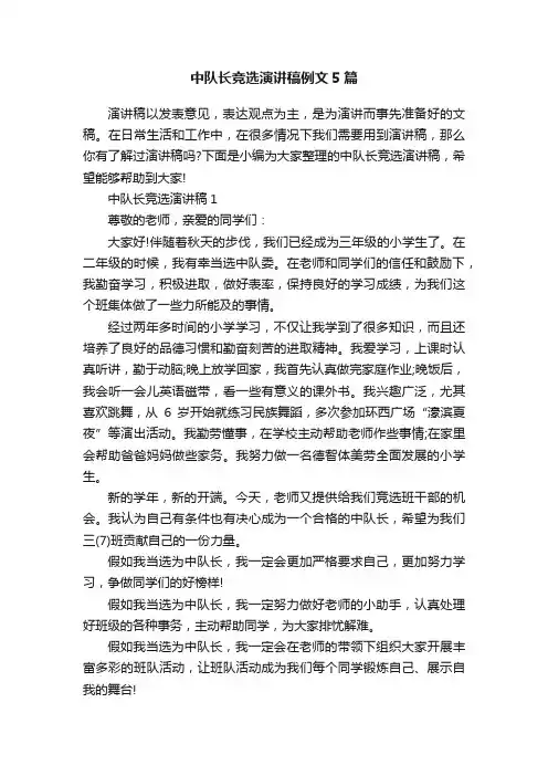 中队长竞选演讲稿例文5篇