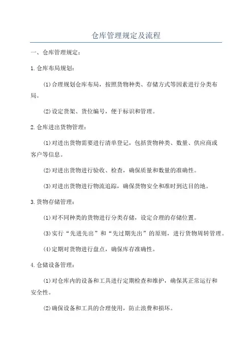 仓库管理规定及流程