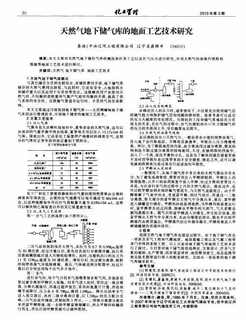 天然气地下储气库的地面工艺技术研究