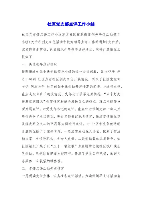社区党支部点评工作小结