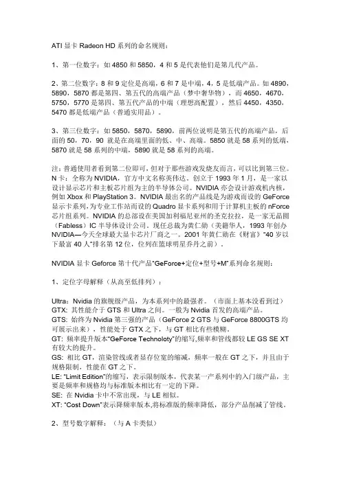 A卡N卡命名规则