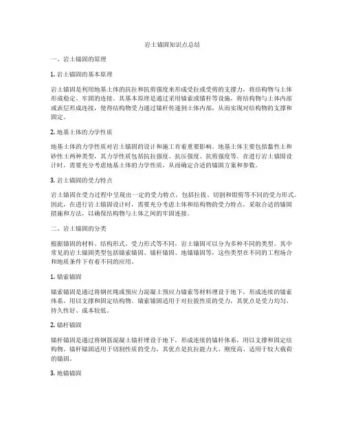 岩土锚固知识点总结