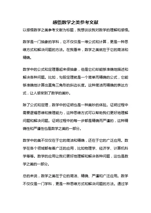 感悟数学之美参考文献