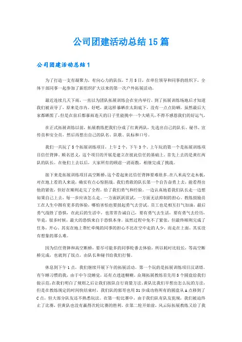 公司团建活动总结15篇