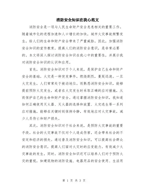 消防安全知识在我心范文