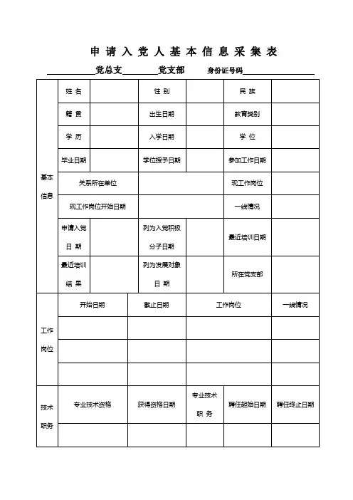 申请入党人基本信息采集表