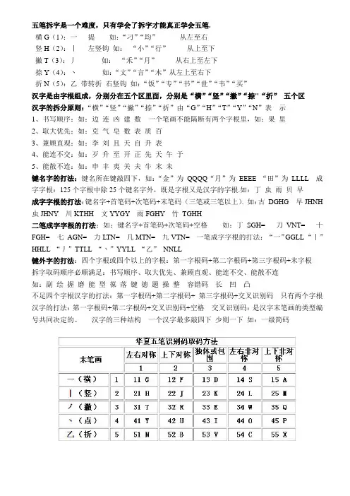 五笔拆字方法