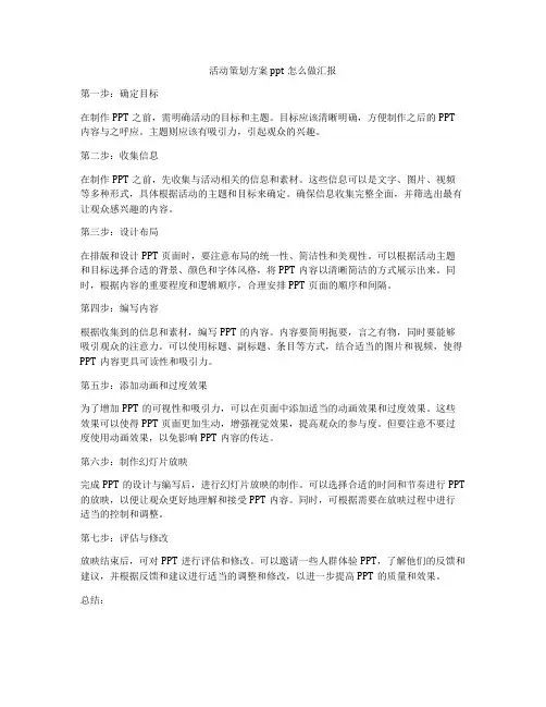 活动策划方案ppt怎么做汇报