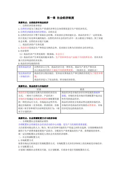 初级经济师,经济基础,第一章《社会经济制度》,三色笔记,高频考点总结