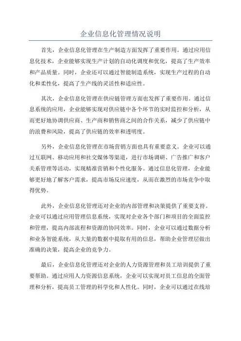 企业信息化管理情况说明