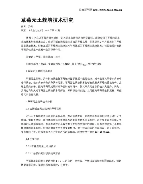 草莓无土栽培技术研究