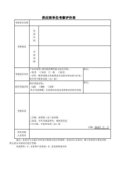 供应商考察记录