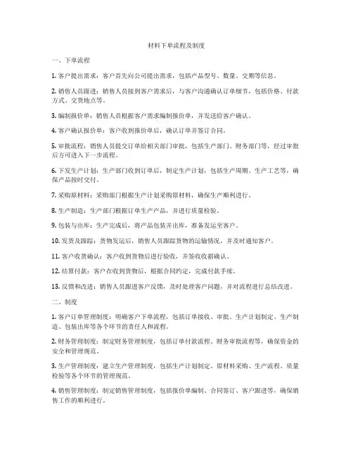 材料下单流程及制度