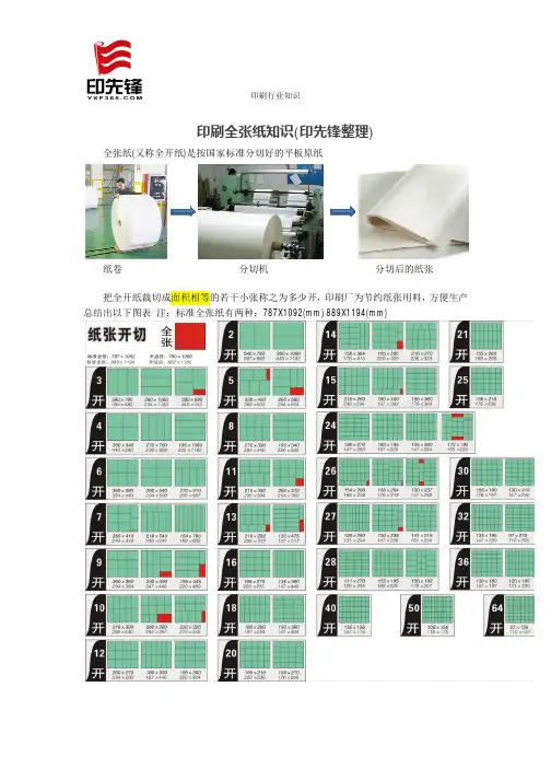 印刷全张纸知识(印先锋整理)