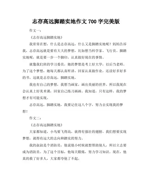 志存高远脚踏实地作文700字完美版