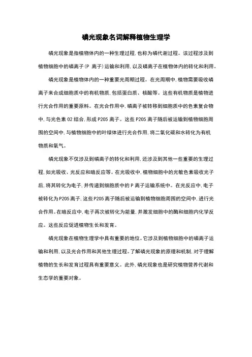 磷光现象名词解释植物生理学