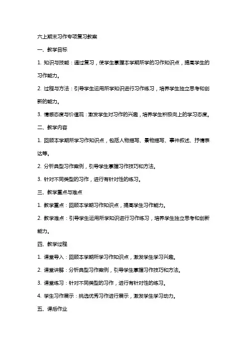 六上期末习作专项复习教案