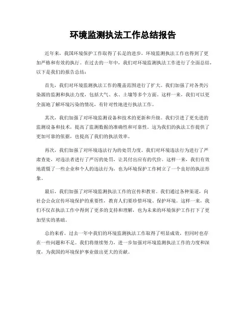 环境监测执法工作总结报告
