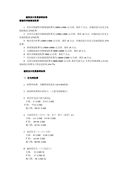 建筑设计收费标准